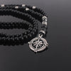 6mm Matte Black Obsidian Necklace with Compass Pendant for Men Handmade Jewelry - Image 2