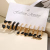 Simple 11 Pcs Black Heart Leaf Butterfly Earrings Set for Women Temperament Hoop Earring Holiday Wedding Jewelry Gift - Image 3