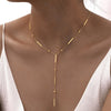Beaded Long Chain Y Shape Necklace For Women, Minimalist Drop Bar Pendant Choker Necklaces, Clavicle Chain Jewelry - Image 1