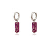 Silver Stainless Steel Earrings Steinohrringe Woman Square Stone Hoop Earrings Spring - Image 9