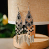 Boho Vintage Leaf Tassel Earrings For Women Geometric Crystal Rhinestone Beads Handmade Beach Vacation Drop Dangle Jewelry Gift - Image 3