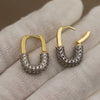 Full Crystal Geometric Stud Earrings for Women Jewelry Zirconia Letter Earrings Party Accessories - Image 3