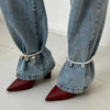 Two Piece Imitation Pearl Anklet Set with Adjustable Chains - Image 9