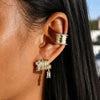 Gold Plating Geometric Bar Stud Earring Ear Clip Micro Pave Bling CZ For Women Unique Design Party Jewelry - Image 3