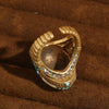 Vintage Oval Sea Blue Crystal Rings Stone White For Woman Gold Plated Antique Jewelry - Image 2