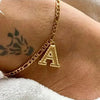 Vintage 26 Initial Letter Pendant Cuban Chain Anklet Gold Plated Leg Ankle Bracelets For Women - Image 1
