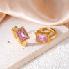 316L Stainless Steel Heart Water Drop Square Zircon Hoop Earrings For Women Men Personality Design Jewelry Gifts - Image 2