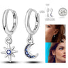 Silver Hoop Earrings For Woman Zircon Heart Shape Star Eardrop Earring Jewelry - Image 18