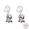 Silver Elegant Sparkling Lucky Clover Hoops Earring For Women Jewelry Simple Colorful Flower Love Gift - Image 16