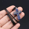 Charm Natural Semiprecious Stone Cross Shape Crystal Tiger Eye Agate Pendant Necklace Jewelry Gift for Women 25x18mm - Image 5