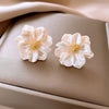 White Acrylic Flower Women's Stud Earrings Folded Florals Korean Sweet Petals Irregular Female Earrings - Image 8