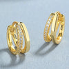 Stainless Steel Gold Color Circle Hoop Earrings for Women Simple Cubic Zircon Double Ring Earring Cartilage Piercing Jewelry - Image 1