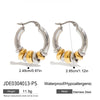 Two Color Multi Loop Dangle Hoop Earring Modern Style Minimalist Stainless Steel Women Ears Jewelry - Image 7