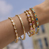 Romantic Colorful Geometric Zircon Inlay Bangle For Women Gold Pvd Plated Stainless Steel Jewelry - Image 3