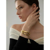 60mm 316L Stainless Steel Round Smooth Bracelet Bangle Women Minimalist Gold Color Texture Charm Jewelry - Image 2