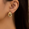 Gold Color Round Chunky Earrings for Women Lightweight Smooth Metal Open Thick Hoops Jewelry - Image 11