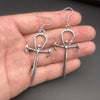 Goth Vampire Gothic Ankh Cross Black Earrings Occult Gothic Dracula Nosferatu Symbol Jewelry Gift - Image 3