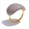 Stainless Steel Joyful Candy Multi-Color Khaki Orange Blue White Enamel Ring Adjustable Charm Jewelry - Image 11