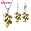 Anniversary Gift For Women Silver Color Jewelry Sets Cubic Zirconia Pendants Necklaces Charm Hoop Earrings - Image 14