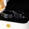 Purple Zircon Royal Blue Crystal Oval Stone Ring Sets For Women Black Metal Engagement Bands Wedding Jewelry Set Versatile Gifts - Image 4