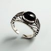 BF Club Silver Ring For Women Jewelry Hollow Leaf Black Stone Vintage Handmade Ring Allergy For Party Birthday Gift - Image 2