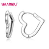 Silver Earrings Statement Heart Star Square Round Geometric Hoop Flexible Earwire Leverback Women Jewelry - Image 2