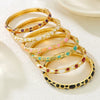 Enamel Dropped Glaze Flower Texture Closed End Bracelet For Women Retro Gold Copper Metal Bracelet Party Jewelry Gifts - Image 2