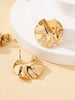 A Pair of Wavy Petal Gold Earrings, Irregular Metal Texture Exaggerated Studs, Minimalist Sculptural Style Versatile Earrings, for Gifting to Friends - Image 3