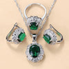 Blue Cubic Zirconia 3pcs Jewelry Set Women Silver Necklace Earrings Ring Wedding Bridal Party Jewelry Gift - Image 3
