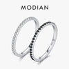 Silver Black Zirconia Stackable Rings Crystal Silver Finger Rings for Women Party Jewelry - Image 1
