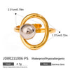 Minimalist Gold Color Plated Stainless Steel Double tone Line Hollow Steel Ball Ring Personality Statement Stackable - Image 9