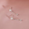 Silver Color Inlaid Zircon Clover Tassel Earrings For Women Delicate Chain Pendant Earring Party Jewelry Accessories Gifts - Image 4