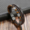 19/21/23cm Hand-woven Leather Bracelet Multilayer Tiger Eye Beaded Leather Men Bracelet Punk Bangle for Men Jewelry - Image 13
