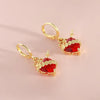 Gold Plated Sacred Heart Drop Earrings For Women Girls Red Cubic Zircon Earring Banquet Party Jewelry 1Pair - Image 10