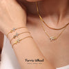 Necklace Bracelet For Women Stainless Steel Zircon 4 Petals Flower Pendant Chain Charm Jewelry Gift - Image 1