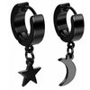2pcs Women Men's Stainless Steel Dropping Earrings Black/Silver Color Star Moon Gothic Punk Rock Style - Image 4