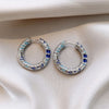 Elegant Bohemian Blue Zircon Enamel Hoop Earrings For Women Simple Geometry Jewelry Gifts - Image 2