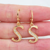 Gold Color Clear Zircon CZ Name Alphabet Initial Letter Dangle Earrings for Women - Image 5