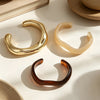 Yupsk 3Pcs Irregular Wavy Cuff Bangle Set For Women Resin Chunky Wave Stackable Bracelets Minimalist Wristband Jewelry - Image 4