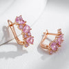 Shiny Pink Zircon Full Paved Drop Earrings For Women Party Rose Gold Color Daily Jewelry Gift - Image 4