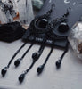 Gothic Black Agate Moon Variant Hollow Out Pattern Crescent Moon Tassel Pendant Dangle Earrings for Women Men Charm Jewelry Gift - Image 7