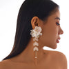 Ingemark Creative Punk Torques Chain Necklace Women Wed Bridal Elegant White Flower Hanging Drop Earrings Wed Bridal Jewelry Set - Image 8