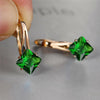 Cute Female Champagne Square Jewelry Crystal Zircon Stone Hoop Earring Rose Gold Color Wedding Earrings For Women - Image 5