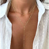 Stainless Steel Lariat Necklace Gold Plated, Dainty Long Necklace Laryered Necklaces For Women Girls, Y Shape Drop Pendant - Image 1