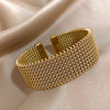 Greatera Close Line Embossing Stainless Steel Men's Bracelet Braided Mesh Open Bangle Classic Daily Party Wear Jewelry Gifts - Image 3