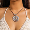 IngeSight.Z Ethnic Geometric Striped Spiral Metal Pendant Necklace Women Vintage Ccb Leather Wax Line Choker Necklace Jewelry - Image 3