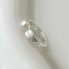 Silver Geometric Letter pearl Rings For Women Men Simple Korean Open Adjustable Handmade Ring Couple Gifts - Image 5