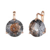 Large Grey Stone Drop Earrings with Rose Gold Tone Details - Image 5