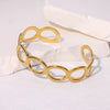Circular Hollow-Out Cuff Bracelet, Gold Color Stainless Steel Wide Bangle for Women, Jewelry Unique Gift - Image 4