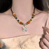 Vintage Ceramic Butterfly Pendant Necklaces for Women Chinese Ethnic Style Long Adjustable Handmade Beaded Necklaces Jewelry - Image 7